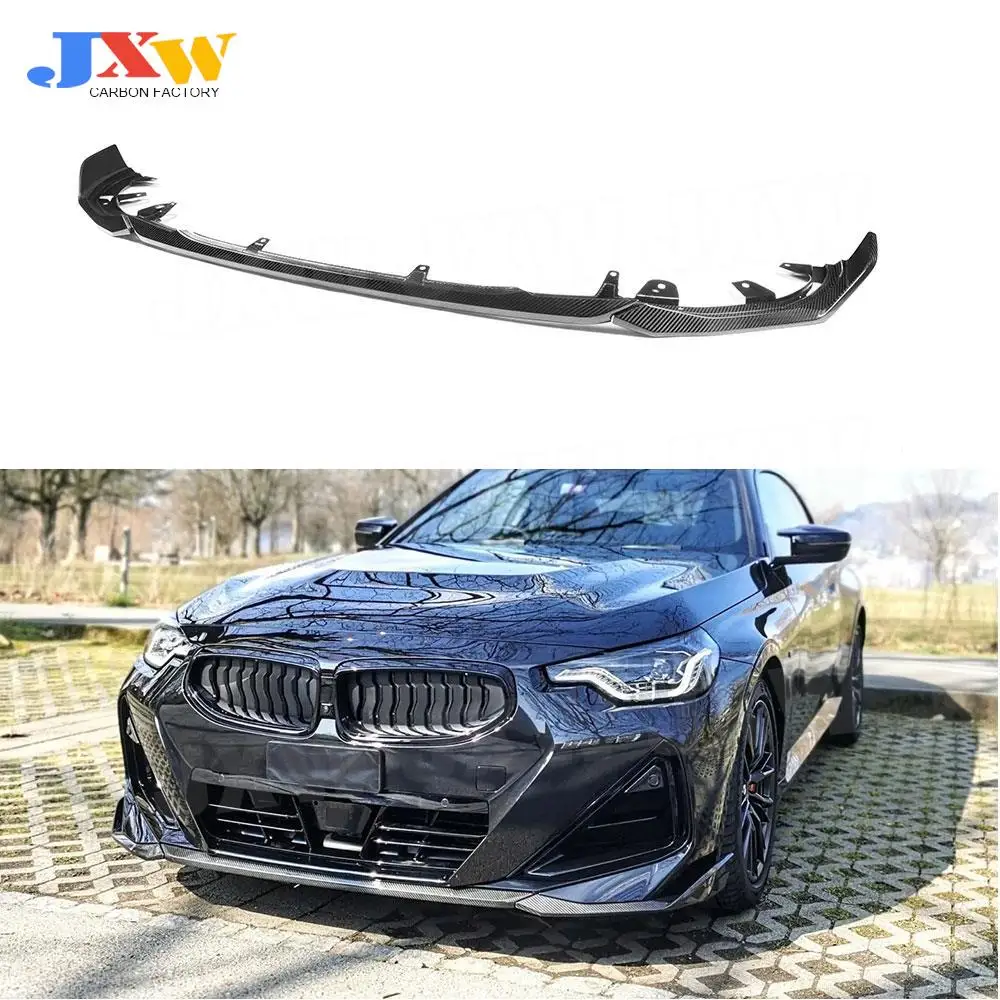 2 Series Dry Carbon Fiber Car Front Bumper Splitter Lip Spoilers Body Kits for BMW G42 M235i M240i Coupe 2022 + FRP