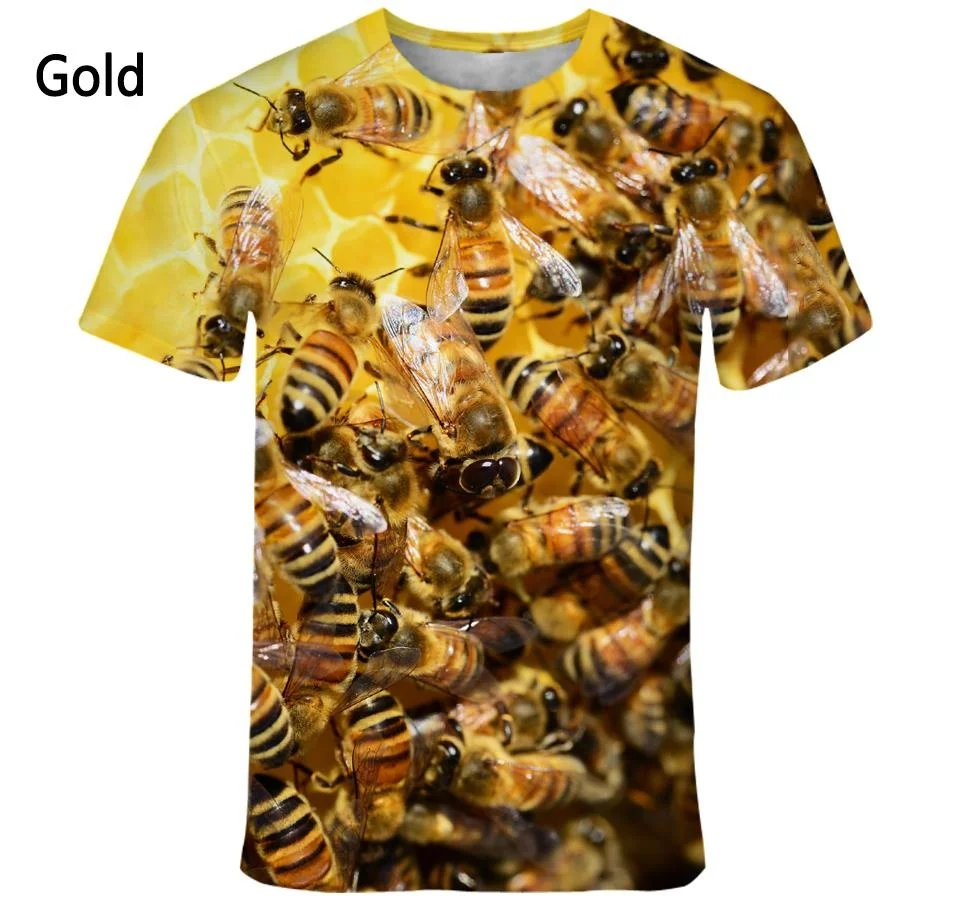 New Fashion Bee 3d Printed T-shirt Men\'s and Women\'s Summer Casual Short Sleeve Shirt Top