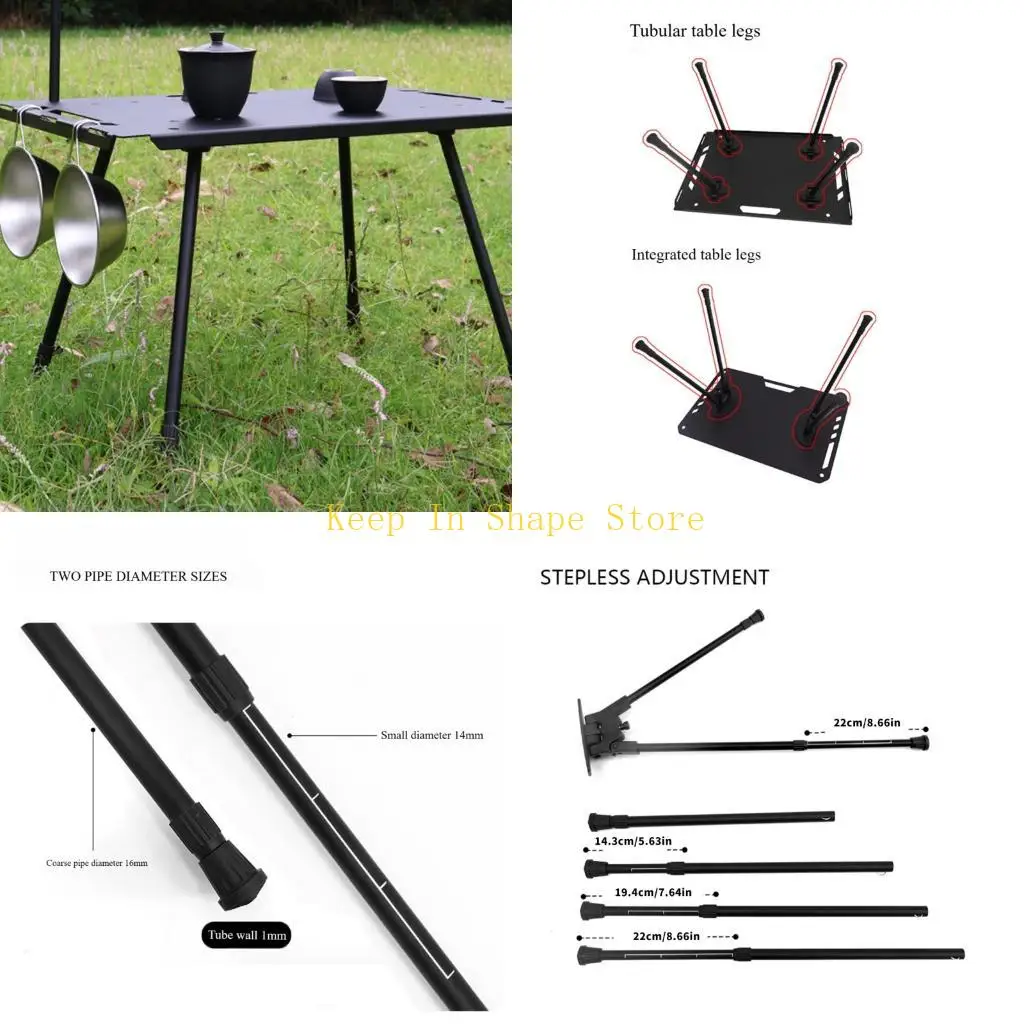 U1JC Quick Setups Folding Camping Table Legs Folding Table Stool Base Four leg Part for Office Camping Table Home Enduring