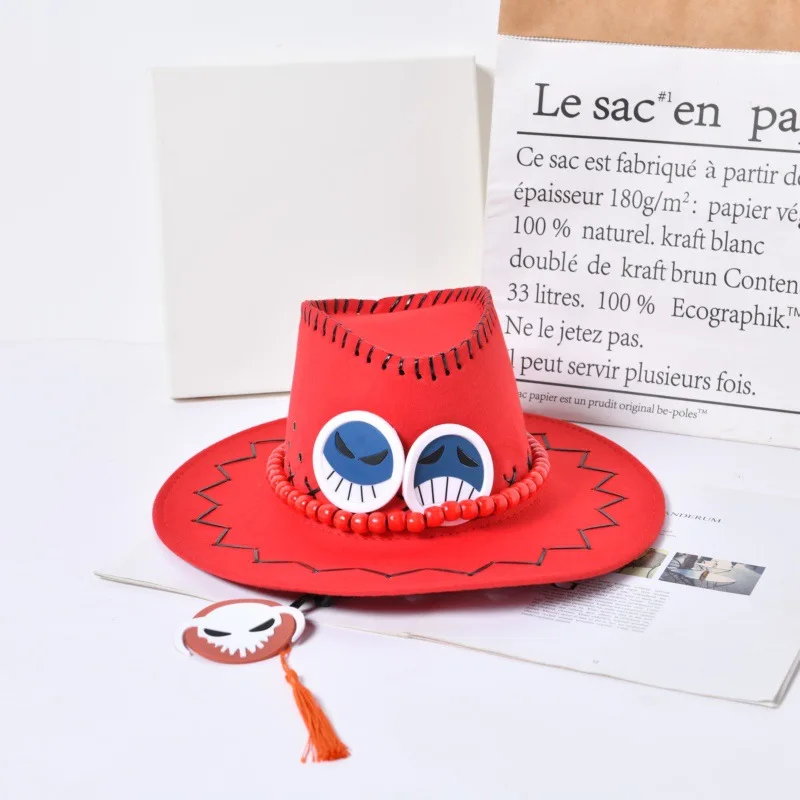 One Piece Cap Ace Hats Cosplay Cowboy Cap Men Women Fashion Pirates Hats Boys Girls Toys Adorable for Kids Adult Birthday Gift