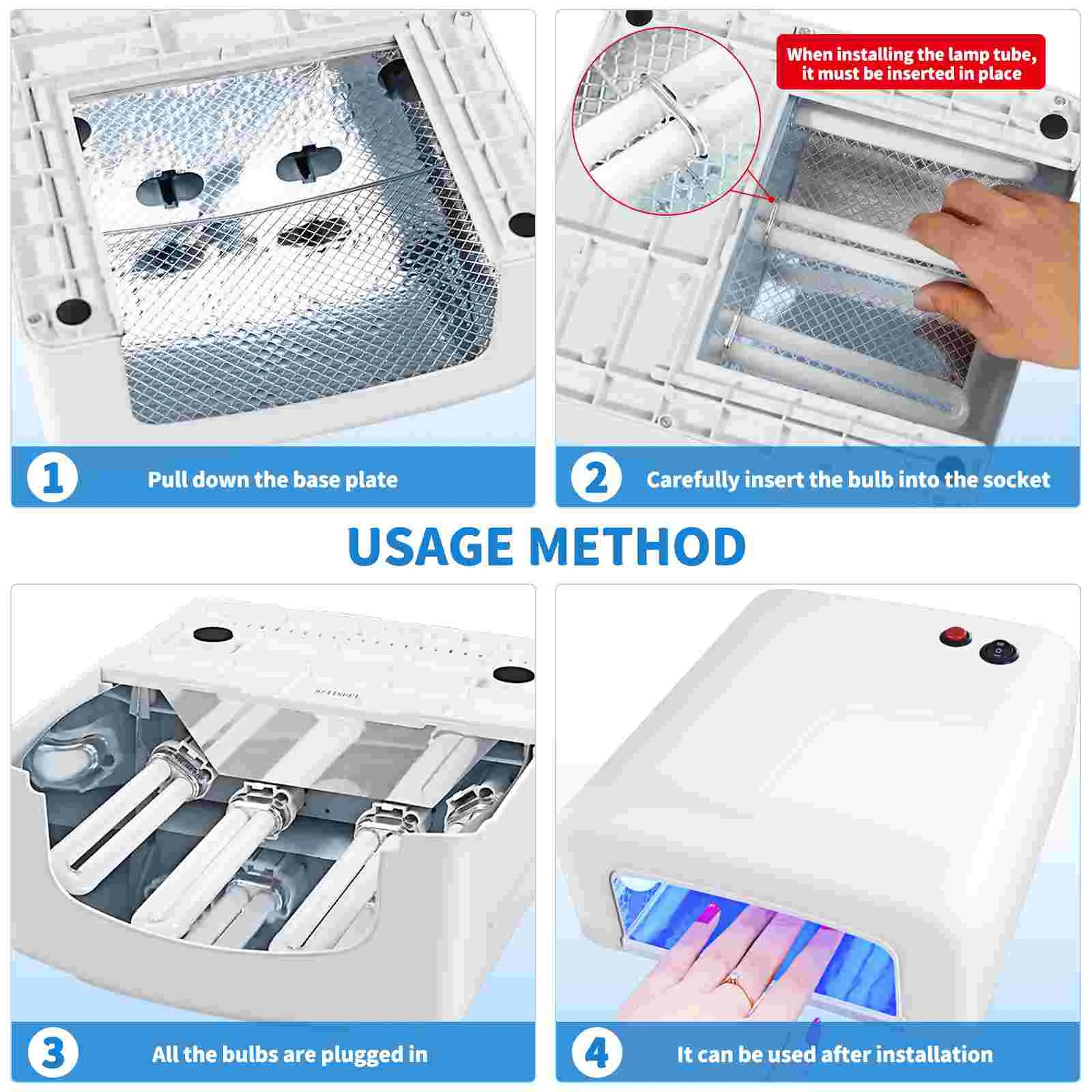 4 Uds 9w en forma de U 365nm lámpara UV para uñas bombillas de tubo para uñas bombilla secadora ultravioleta