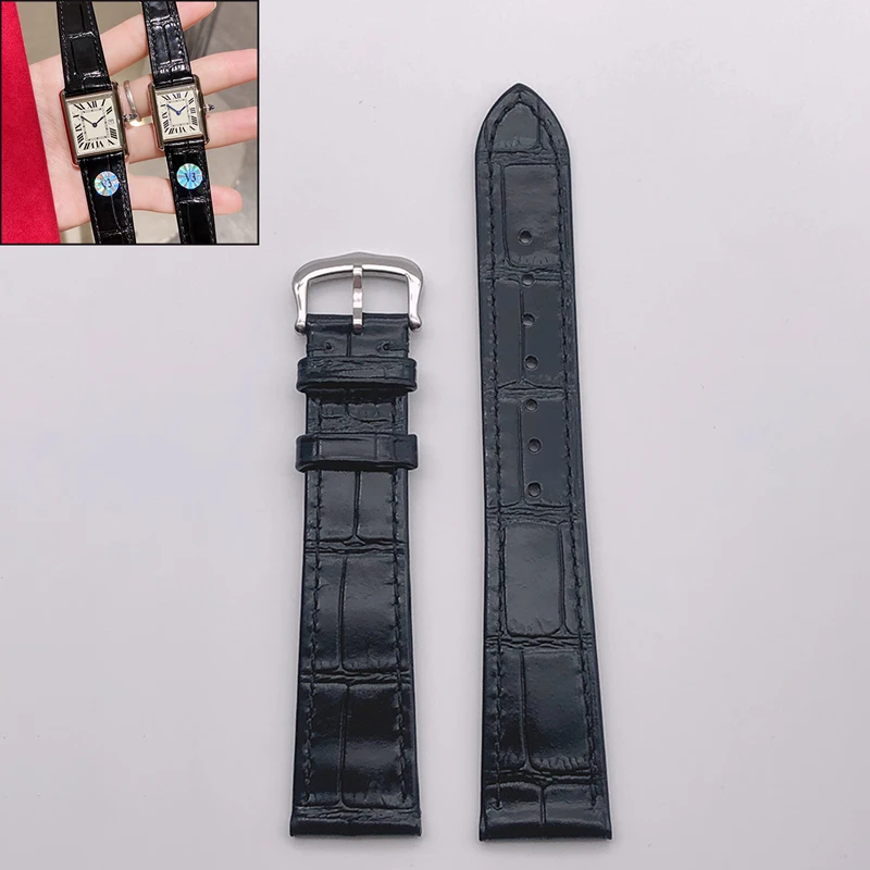 Genuine leather strap, cowhide soft and breathable, suitable for  CARTIER watch band Tank/solo/Santos/Round strap high-end