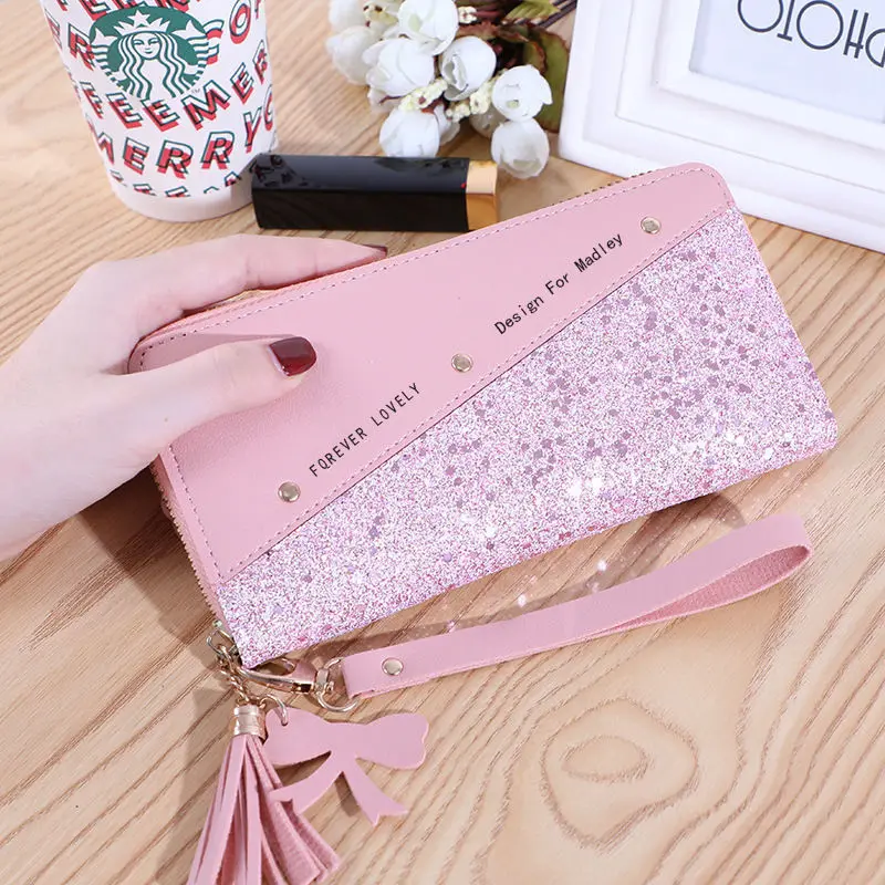 

Leather Wristlet Handbag Elegant Tassel Security-Featured Women'S Wallet Spacious Clutch Wallet for Daily Use