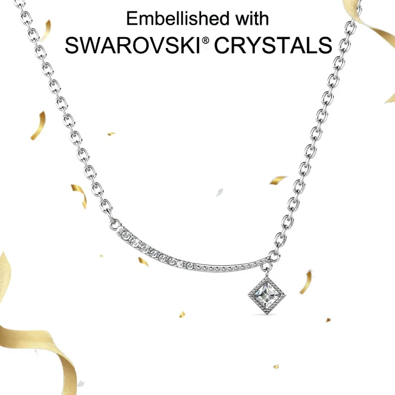 

Daisini Trendy Pure 925 Silver Pendant Necklace Full with Swarovski Crystals for Women Exquisite Gemstones Engagement Jewelry