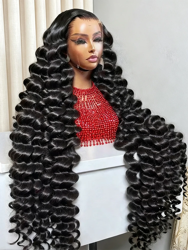 30-40 Zoll Loose Deep Perücke, 13x6 Lace Front Echthaarperücke, 100% Brasilianische Wasserwellen 13x4 HD Transparente Lace Frontal Perücke, Lockige Perücken für Frauen, 250 Dichte