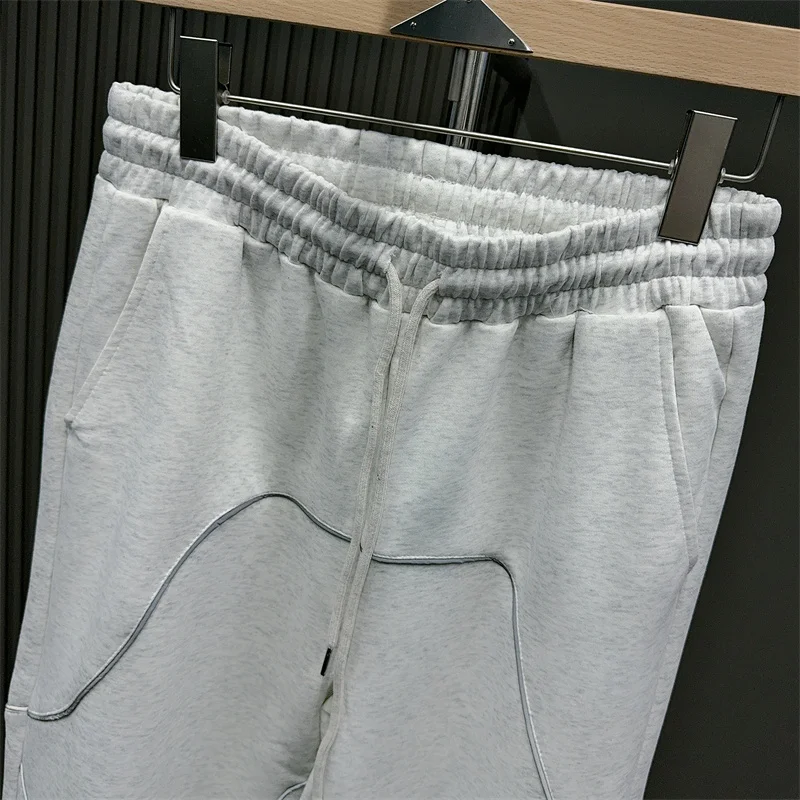 New Casual Sweatpants Retro Reflective Strip Design Men Women Loose Drawstring Sports Pants