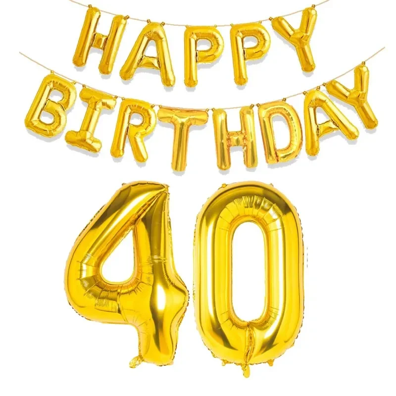 15 Stück goldene alles Gute zum Geburtstag mit Zahlen-Folienballons für Kinder und Erwachsene, Party-Dekoration, Junge, Mädchen, 10, 18, 20, 25, 30, 35, 40, 50, 60 Jahre alt – Detail 25