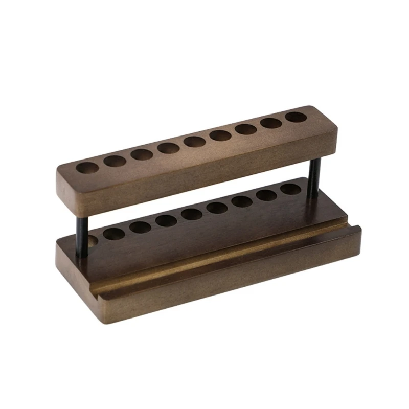 Walnut Desk Organizers for Pens and Phone 9 Slot Pen Display Stand with Holder