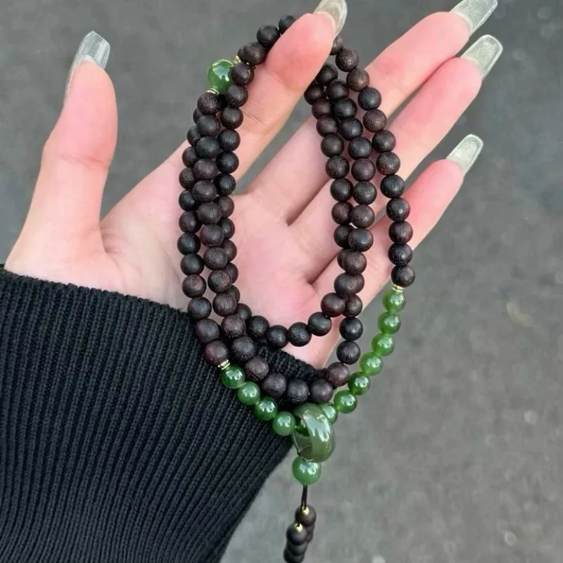 Natural Dalbergia Odorifera 6mm Buddhist Prayer Beads Bracelet/Necklace, Coconut Milk Fragrance, High Oil, Lucky Gift