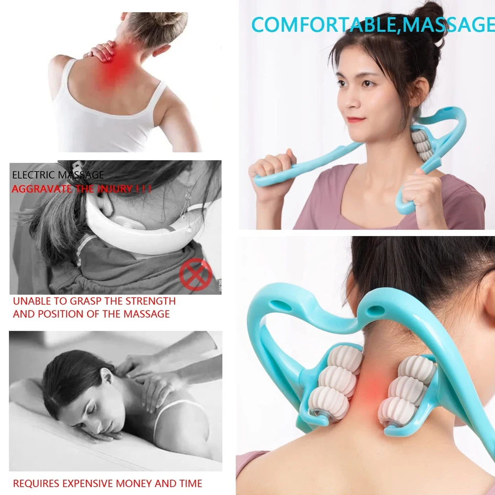 1pcs Cervical Massager Clip Neck Massage Six Wheel Neck Kneading Massager Manual Multifunctional Home