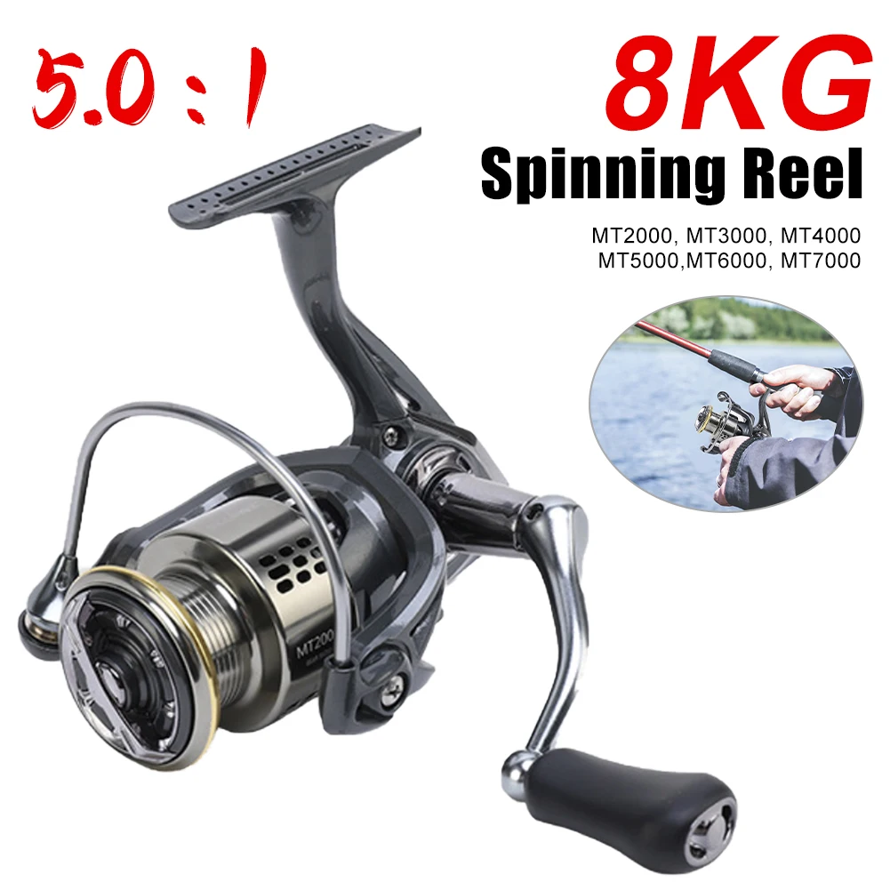 

Metal Fishing Reel MT2000-7000 Series Spinning Reel 8KG Max Drag 5.0:1 Ratio Carp Bass Freshwater Saltwater Fishing Accessories