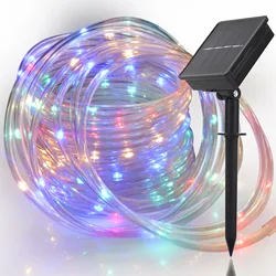 Rope Strip Light 8 Modes Solar LED Waterproof Tube Rope Garland Fairy Light Strings Outdoor Garden Christmas Decor 22m/12m/7m