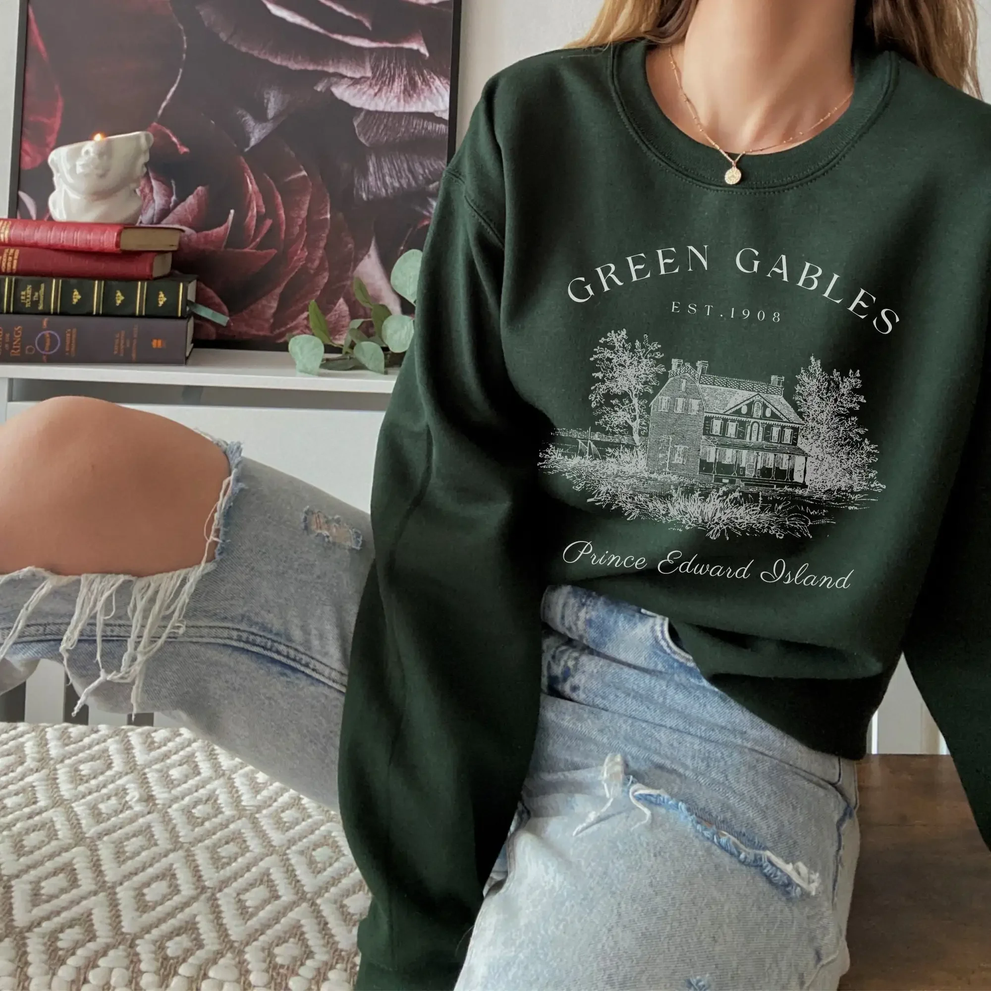 Women Fleece Y2K Top Retro Loose Sweatshirt Dark Academia Anne with an E Sweatshirt Anne of Green Gables Bookish Sweatshirt