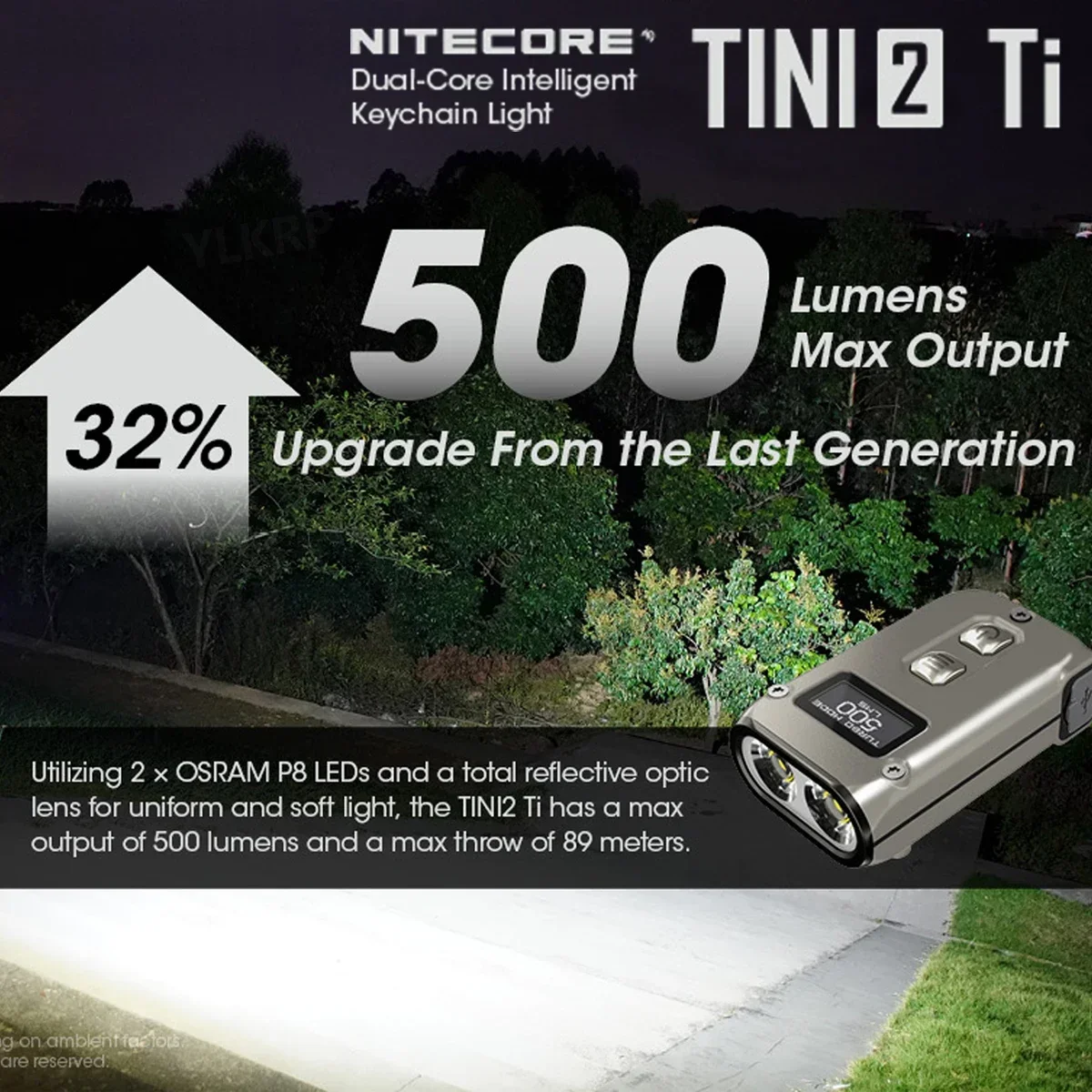 NITECORE TINI2 TI/TINI2 SS Keychain Light 500Lumens Type-c Rechargeable EDC Compact Titanium Alloy Flshlight