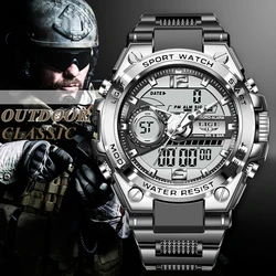 LIGE orologio da uomo orologio militare in Silicone orologio da polso sportivo di lusso di moda LED doppio Display digitale orologi orologio impermeabile all'aperto