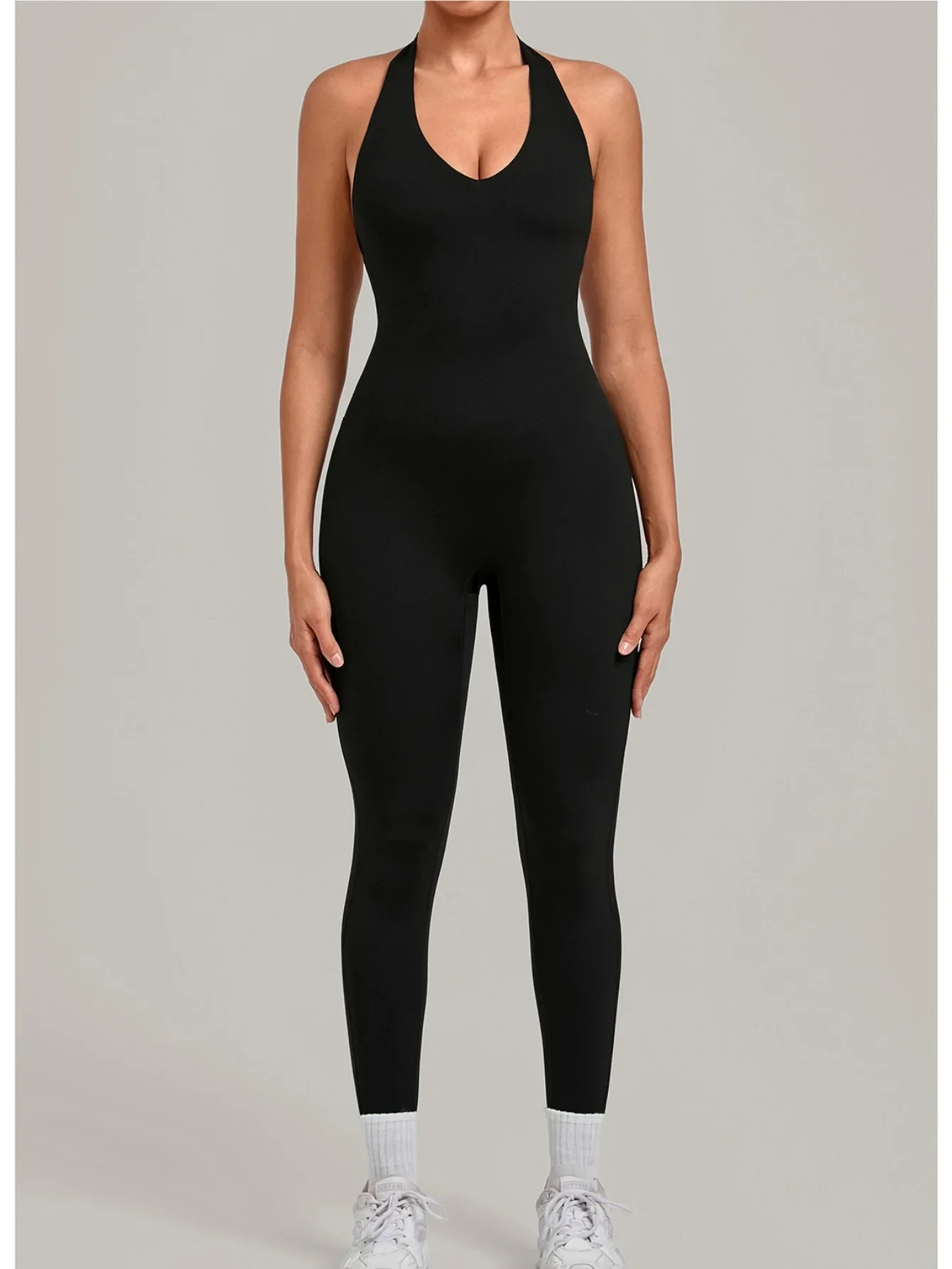 Sexy Hanging Neck V Neck Yoga Jumpsuit Women Tight Back V Hip Lifting Long Pants Sports One Piece Suit Running Stretch Bodysuit