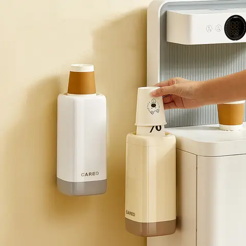 Cup Holder for Living Room Water Dispenser, Dust-Proof Non-Perforated, Universal for Disposable & Regular Water Cups, Wallpaper