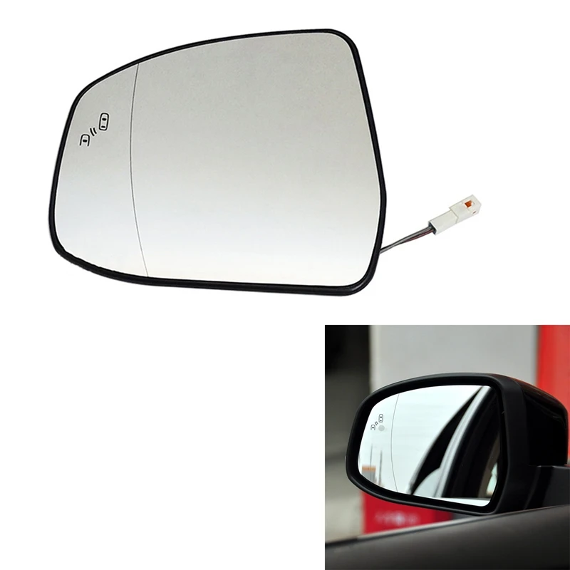 Door Wing Side Mirror Glass Heated Blind Spot Warning With Backing Plate For Ford Focus MK2 MK3 Mondeo MK4