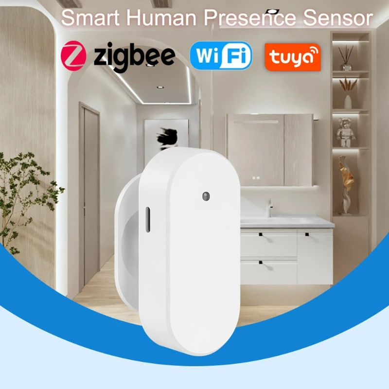 Sensore di presenza umana radar Tuya Smart mmWave - Rilevamento umano dual-mode WiFi/Zigbee per l'automazione della sicurezza domestica intelligente