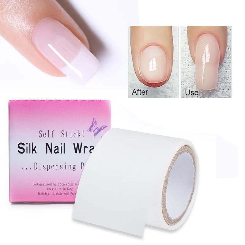 1 Roll of Nail Repair Fiberglass Wire Bag Self-Adhesive Strong Protection Reinforced Extension WhiteSticker Damaged ManicureTool