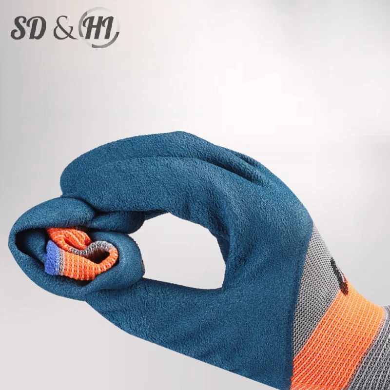 Working Gloves Polyester Grey Latex Glove Wostar Protective for work Garden Durable Non-slip Waterproof Gardening Gloves