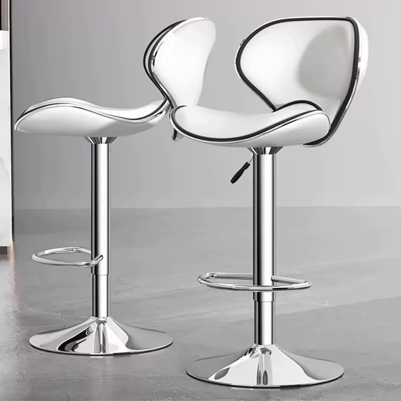 

Modern High Kitchen Counter Chairs Leather Steel Frame Furniture Dining Bar Stool