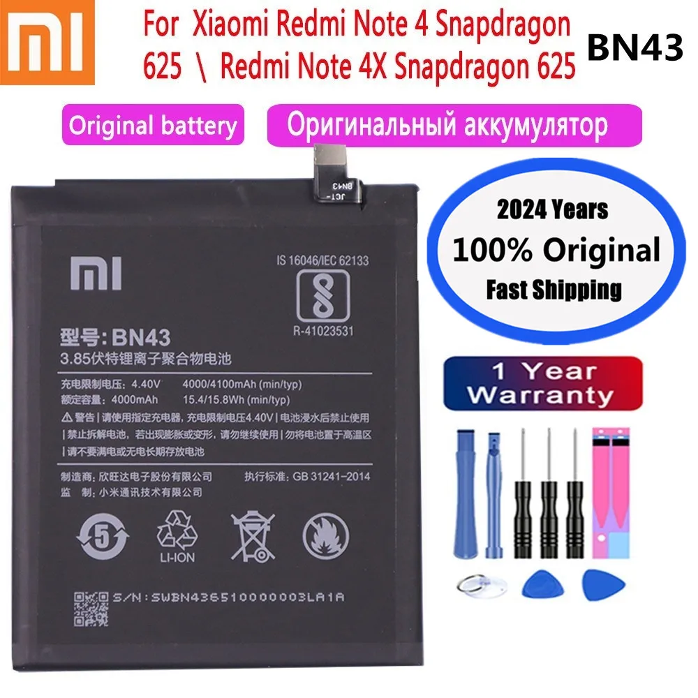 2024 Years Mi Original Battery For Xiaomi Redmi Note 4 4X 5 6 7 8 8T 9 9T Pro Mi6 Mi9 Pocophone Poco M3 X3 Pro Battery Bateria