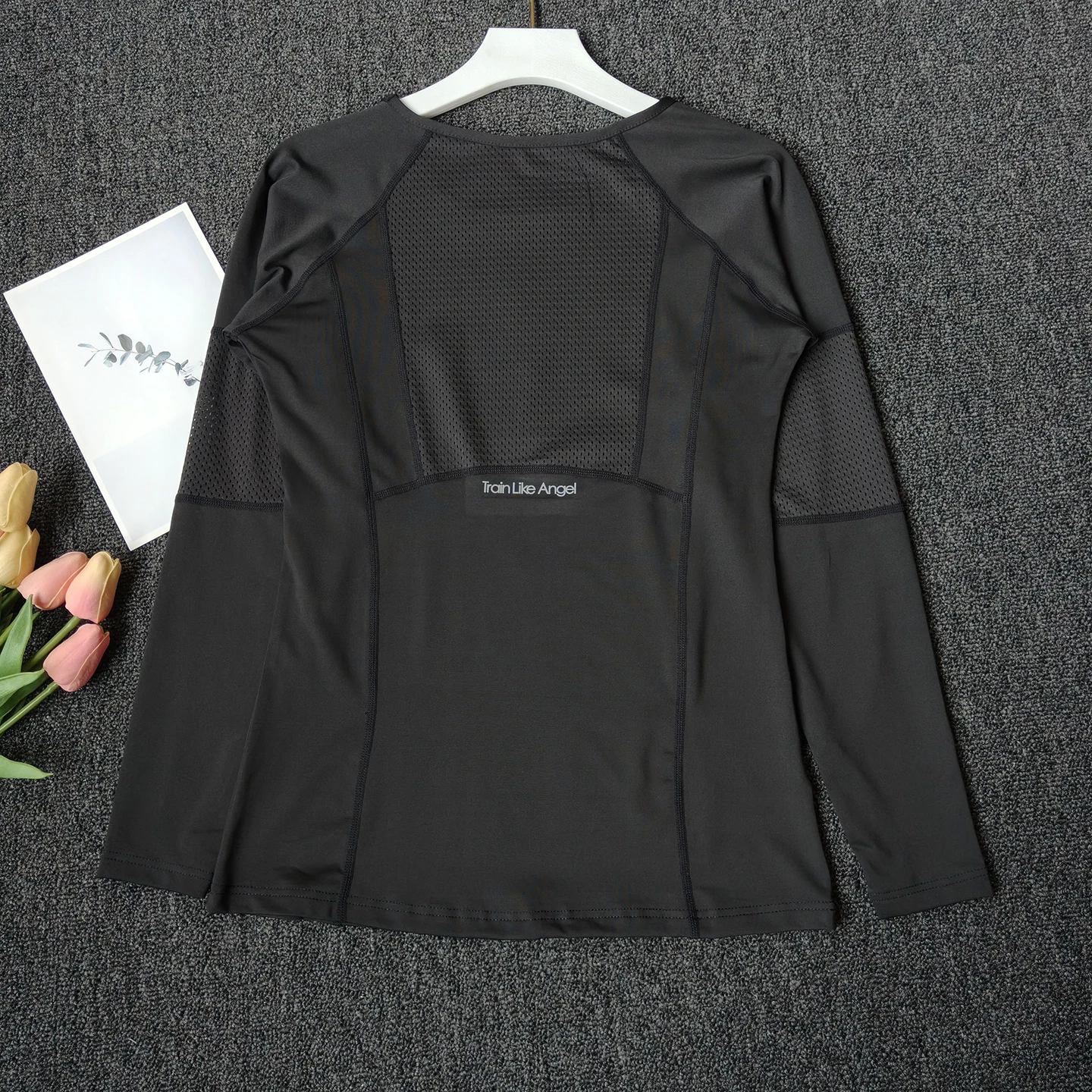 Spring Autumn Sports Long-sleeved Women's Mesh Quick-drying Breathable Yoga Tops Slim Stretch Training Running Fitness T-shirt