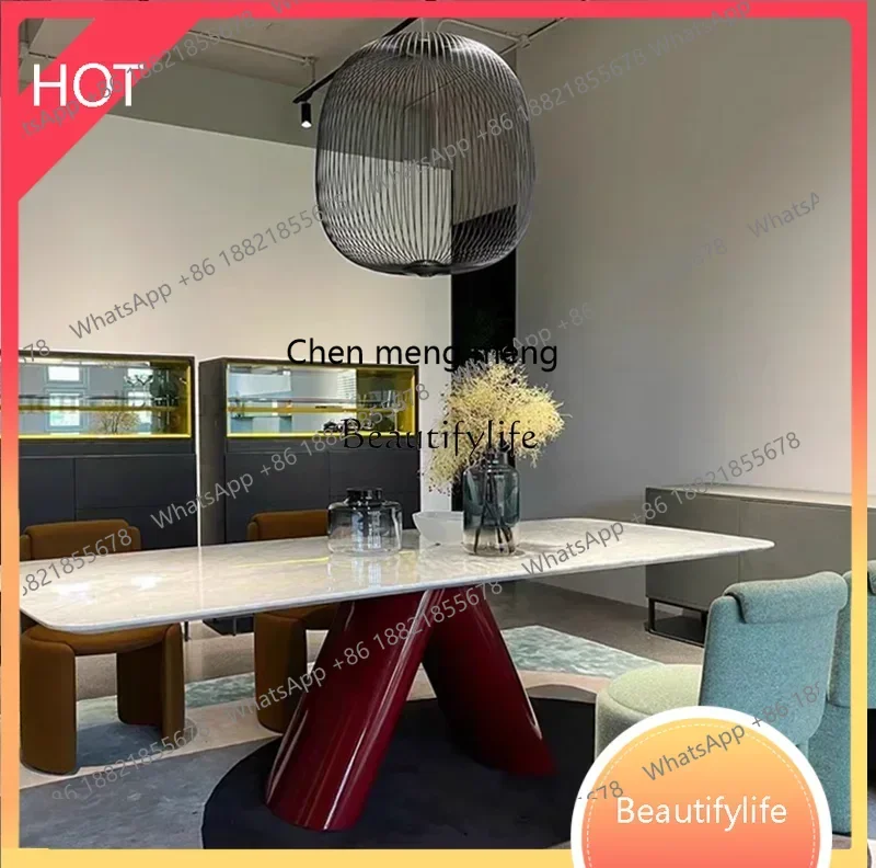 style  Natural luxury stone dining table Modern simple marble square oval dining table ss 8617