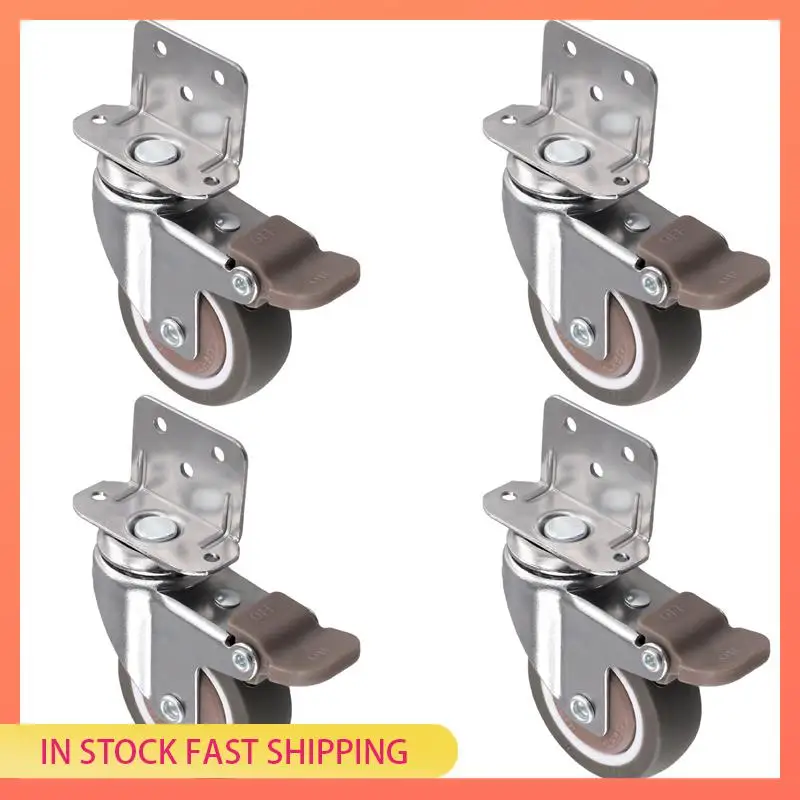 AA05 Side Mount Casters, 2 Inch Furniture Wheels, Lshaped Rubber Casters Set Of 8, 360-Degree Locking Swivel Top 8Pack