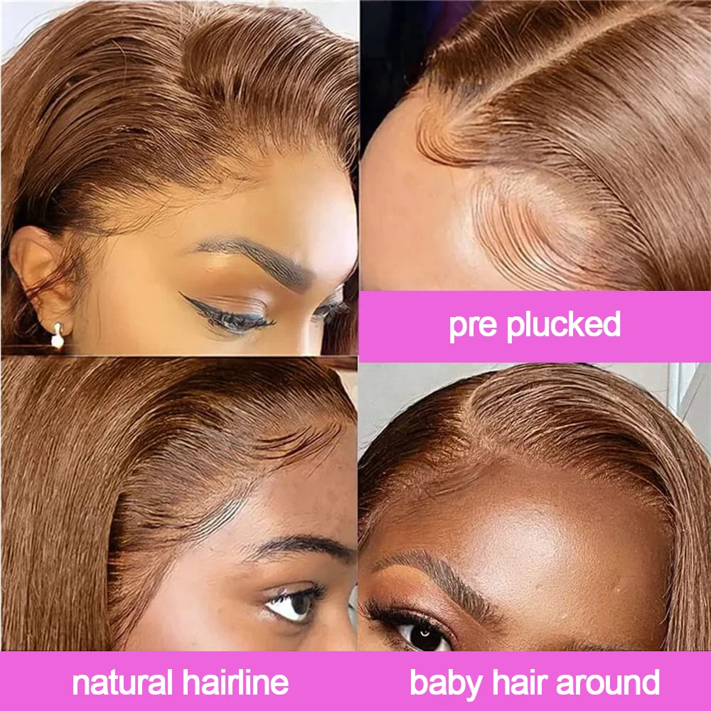 # 4 الشوكولاته براون بوب شعر مستعار شعر الإنسان مستقيم 13x4 Hd الدانتيل الباروكة الأمامية قبل قطعها 200% الكثافة قصيرة شعر مستعار بني مستقيم