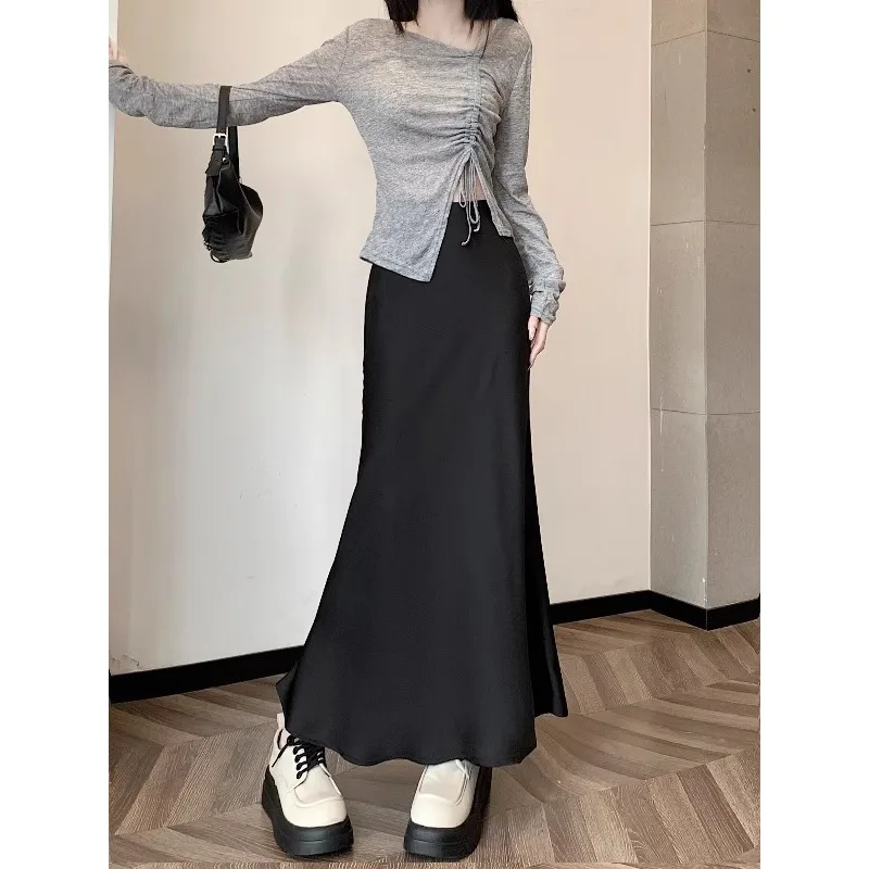 Women High Waist Fashion A Line Female Kawaii Harajuku Y2k All Match Vintage Blue Elegant Girl Streetwear Casual Chic Skirts