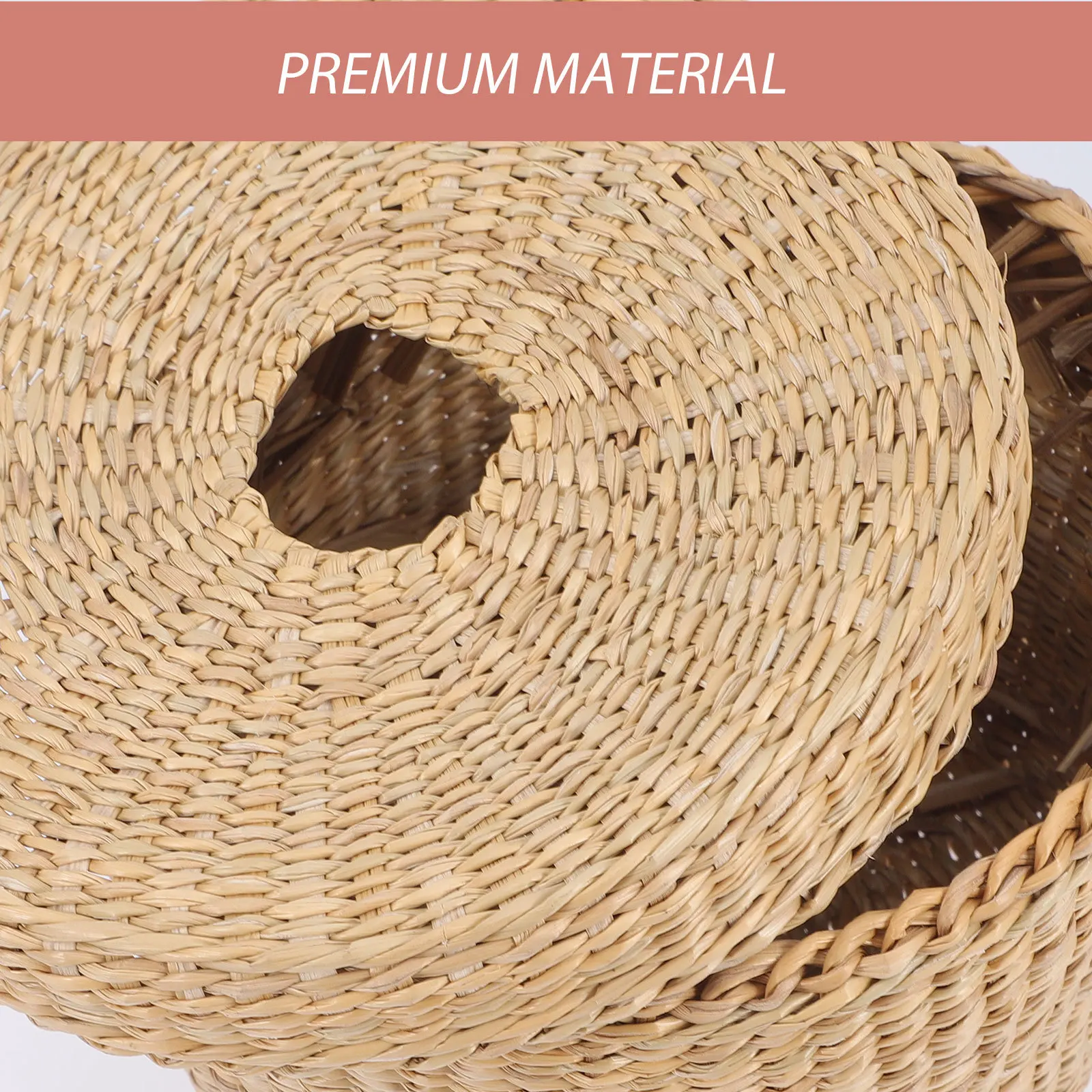 

Eco-Friendly Round Straw Woven Tissue Box Desktop Napkin Holder Practical and Decorative Storage Box for Various Places