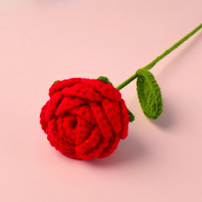 10pcs(selectable),Weaving simulated flowers, hand knitting yarn, knitting roses as a gift