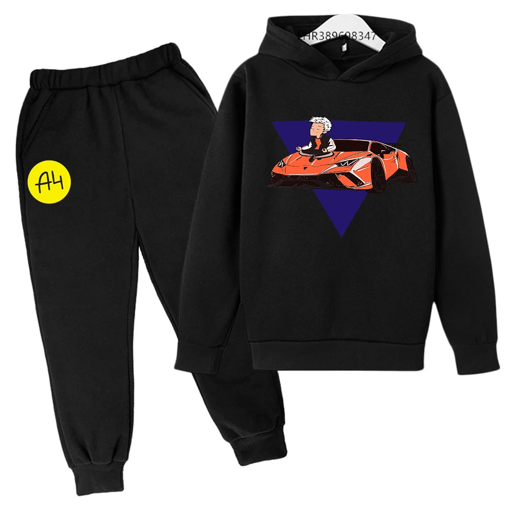 Children Hoodie age 3-12 Boys Girls coat  +Pants set Merch A4 Anime Clothing Autumn Winter leisure Warm Sweatshir black fashion