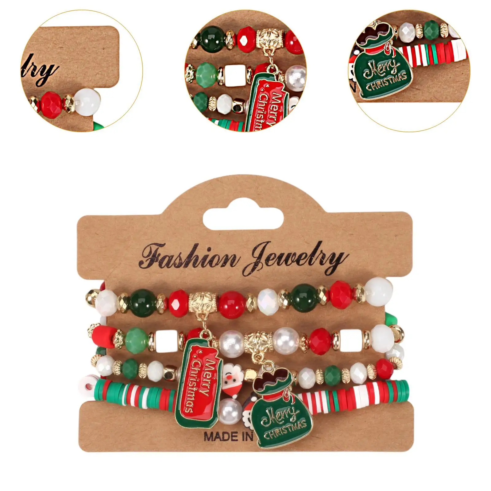 4x Multilayer Stack Beads Bracelets Multicolor Women Pendant Adults Girls Layering Layered Bracelets Stackable Bead Bracelets image 5