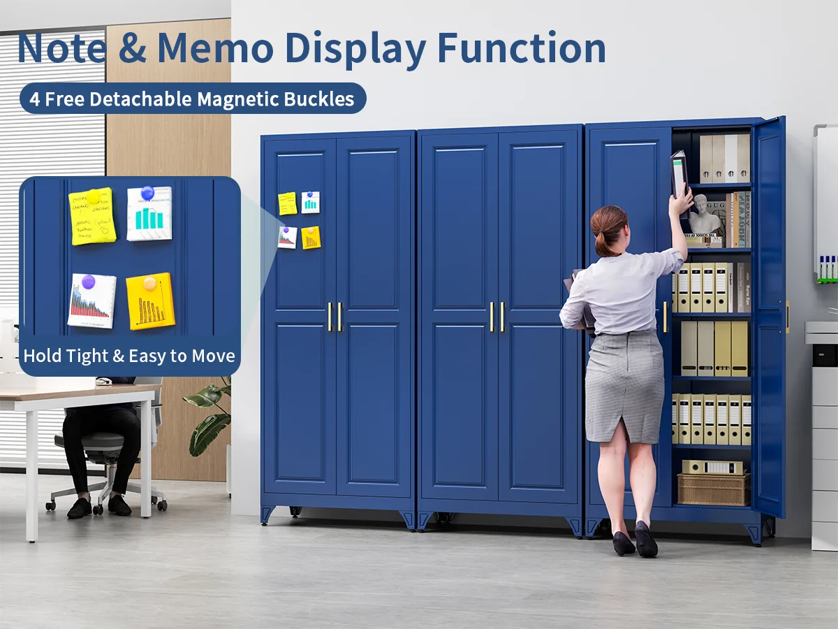 Polup 75" Pantry Cabinet with 5 Adjustable Shelving Tall Metal Storage Cabinet Blue Modern Kitchen Cabinet for Kitchen