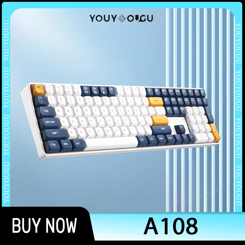 

Aigo A108 Gaming Mechanical Keyboard Wireless Usb Type-C Wired 110 Key Blue Switch Rechargeable Hot Swap Custom Gamer Keyboard