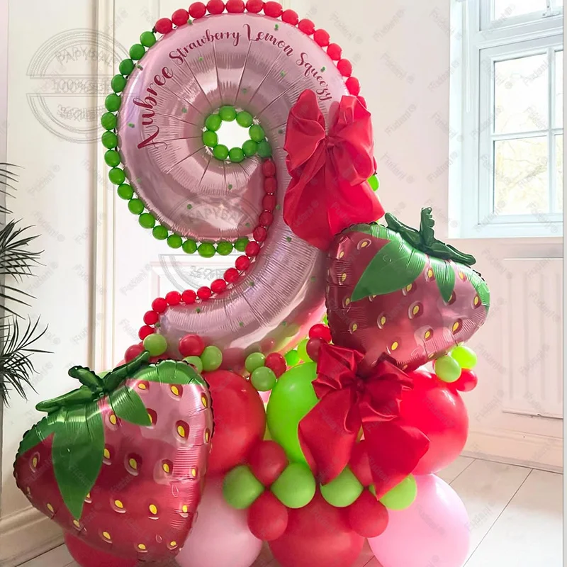 58pcs Strawberry Party Decoration Balloon Wreath Arch Set Big Strawberry Sweet Girl Berry First Theme Birthday Party Supplies