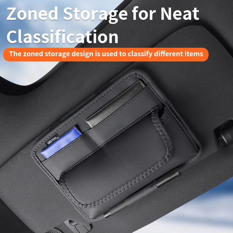

Car Sun Visor Organizer Card Glasses Sunshade Storage Bag PU Leathe Sunglasses Holder for Car Interior Accessories