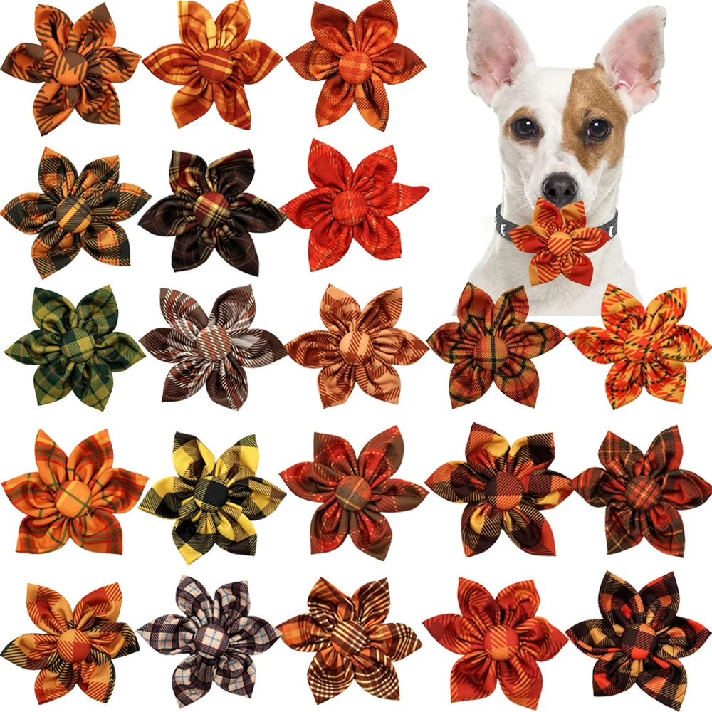 50/100pcs Orange Dog Bowties Collar Movable Fall Dog Collar Accessories Thanksgiving Small Dog Cat Bow Tie For Fall