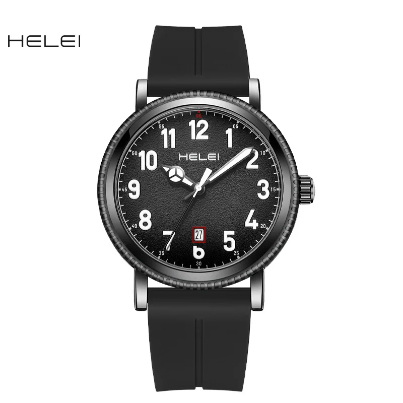 

2025 Sports Men's Quartz Watch Waterproof Silicone Analogue Design Chronograph Luminous Dial Calendar Fashionable Wristwatch