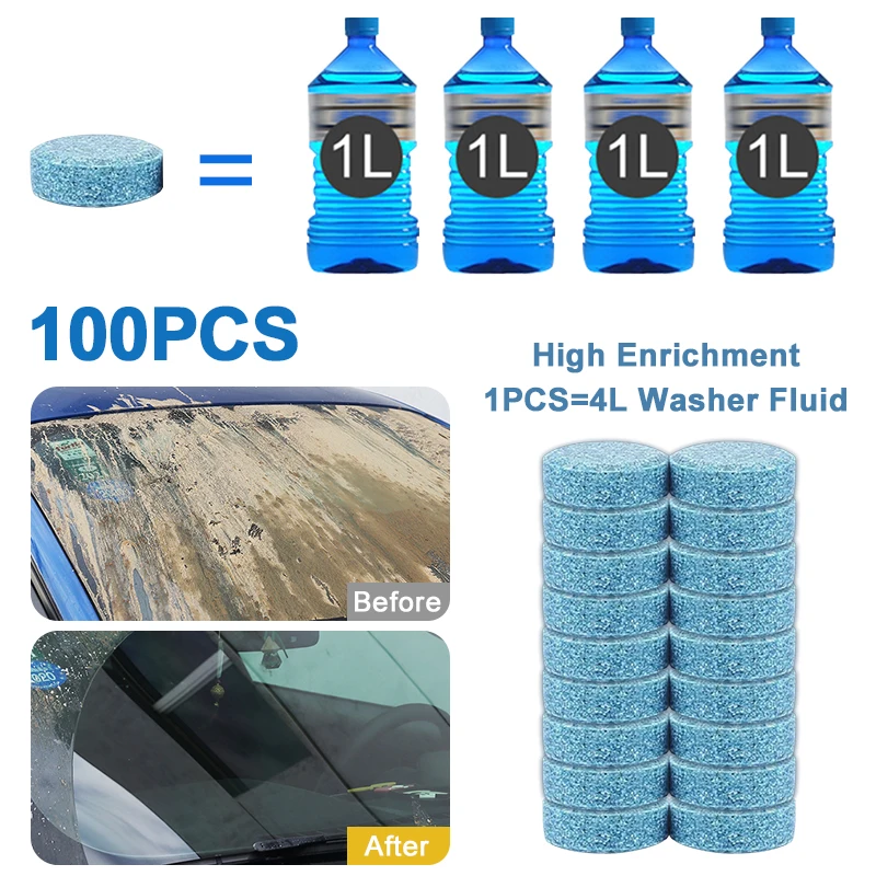 5/10/20/40/100pcs Solid Cleaner Car Windscreen Cleaner Auto Wiper Cleaning Effervescent Tablets Car Window Washing Accessories