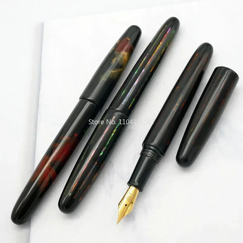 WANCHER Japanese Stationery Super Large Fountain Pen King Raw Lacquer Hard Like Glue Hand-painted Shell Carving Writing Gifts