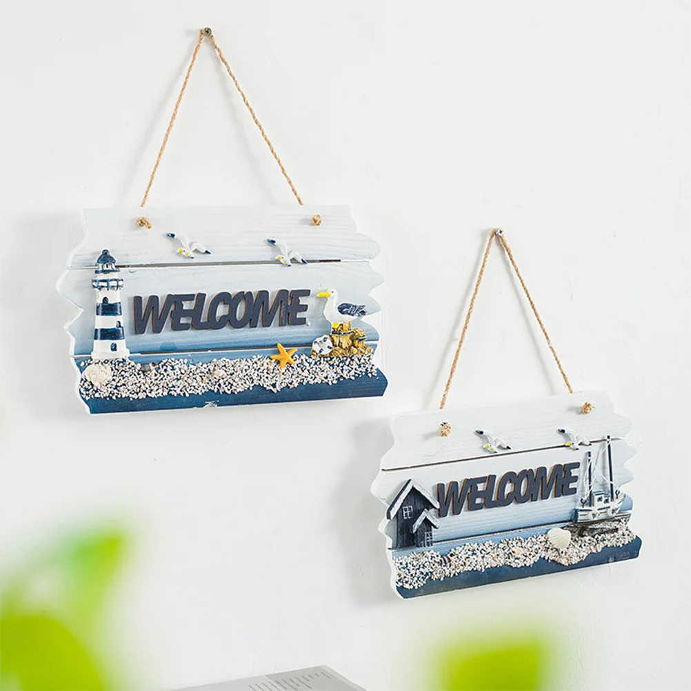 

Sea Bird Lighthouse Hanging Sign Wooden Nautical Welcome Decor For Restaurant Beach Door Wall Art Party Decoration