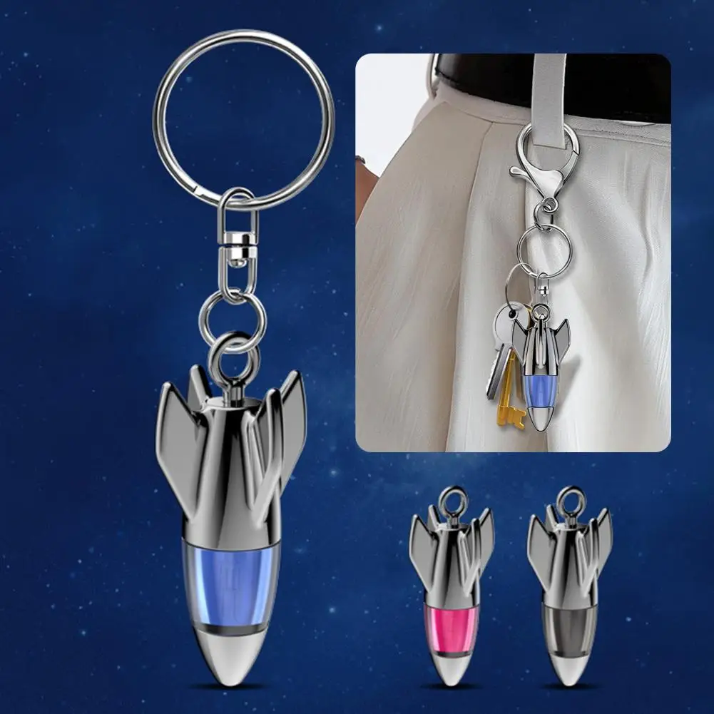 Car Static Eliminator Discharger Keychain Pendant Novel Rocket Keyring Wear-Resistant Anti-Static Keychain for Car Metal Handles