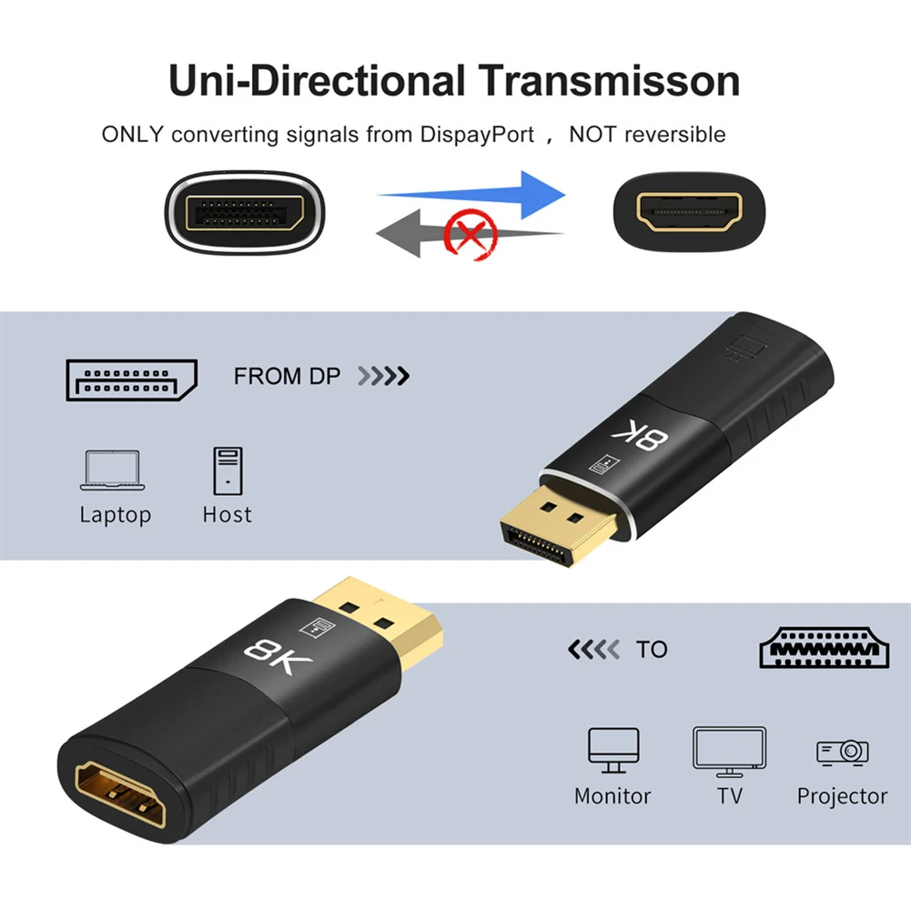 8K DisplayPort to HDMI-Compatible Adapter Converter 8K/60Hz 4K/120Hz_N34R