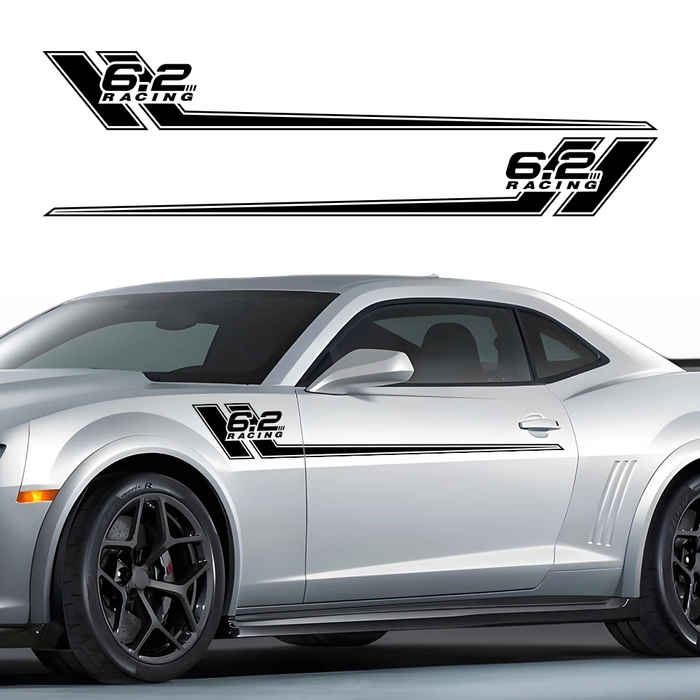 2 قطعة باب السيارة الجانب العلوي شريط ملصق 6.2 سباق الخصر خط الجسم ملصق مائي اكسسوارات لشروليه كامارو 2010-2022 SS LT RS