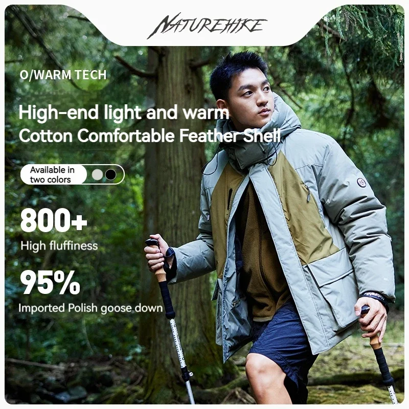 

Naturehike Thickened Jacket Hooded 800FP Goose Down Coat for Men Women Camping Hiking Waterproof Winter Warm Lightweight Coat
