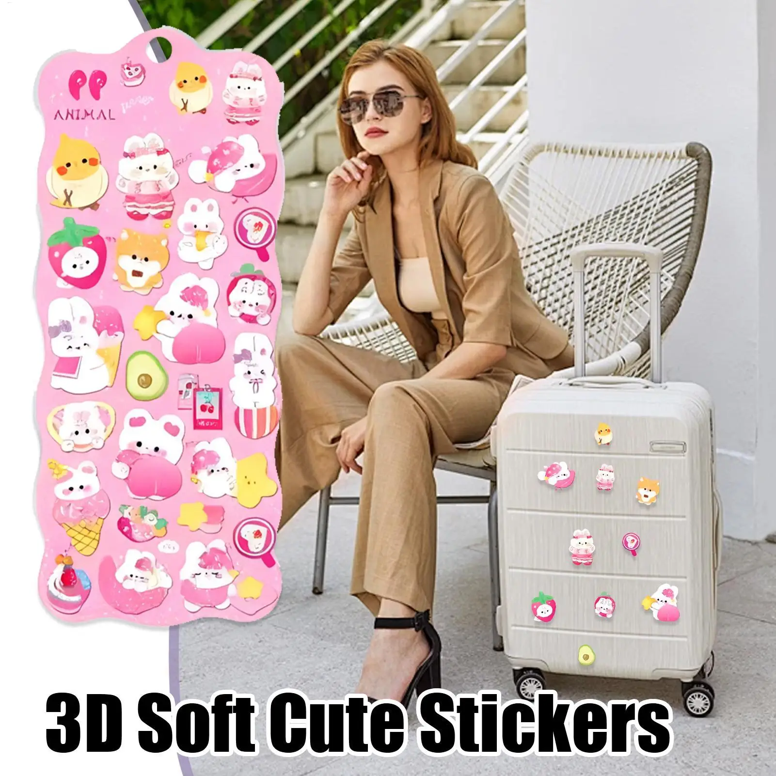 

3D Sticker Soft Cute Animal Phone Decal Scrapbook Stickers For Kids Adults Craft Party Prizes Classroom School Phone Luggage